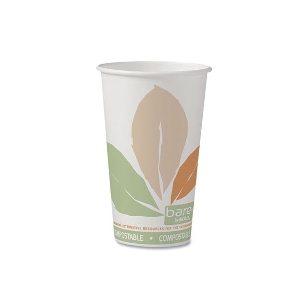 Dart Bare By Solo Eco-Forward Pla Paper Hot Cups, Leaf Design, 16 Oz, 1000PK 316PLABB - main